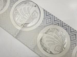 アンティーク　丸に蝶模様織り出し袋帯（材料）